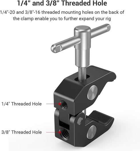 SMALLRIG 9.8 Inches Adjustable Friction Power Articulating Magic Arm with 1/4" and 3/8" Thread for LCD Monitor/LED