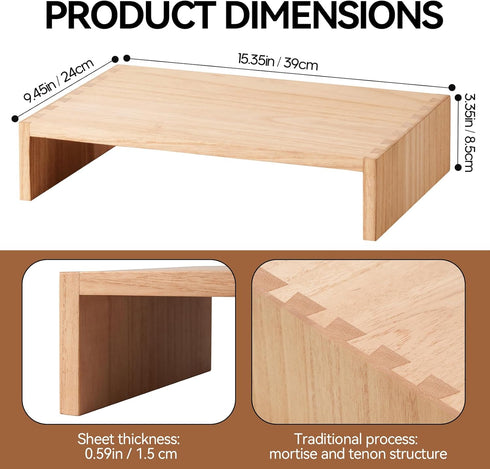 KIRIGEN Wooden Monitor Stand - Desk Stand for Computer/Laptop/TV Printer, Desktop Workspace Organizer (39, Natural)
