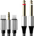 4.26FT MFi Certified Lightning to 1/4 Inch Audio Adapter Cable, 3-in-1 Stereo 1/4 Cable for Headphone AMP