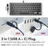 Macally Wired Keyboard for Mac with USB Hub (2X USB-C / 1x USB-A), Small Apple Keyboard for MacBook Pro/Air, iMac