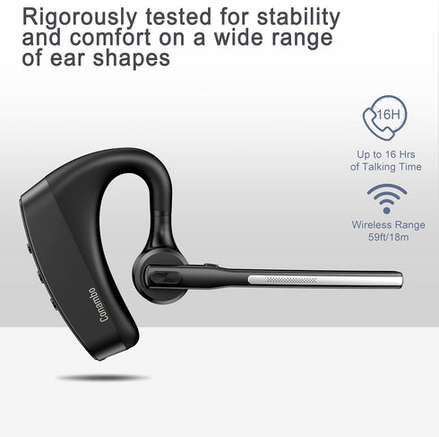 Conambo Bluetooth Headset 5.2, CVC8.0 Dual Mic Noise Cancelling Earpiece, 16Hrs Talktime Wireless Headset for Drivers