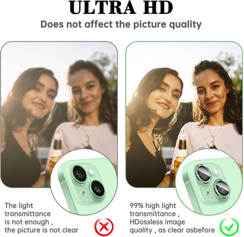 11, 9H Kucheed Bling Camera Lens Protector Compatible for iPhone Glitter Tempered Glass Camera Cover Film Stickers