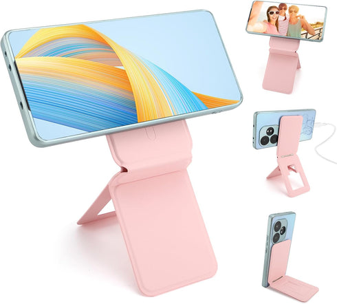 Gugxiom Phone Stand, Foldable Magnetic Phone Tripod, Angle Adjustment & Strong Magnets PU