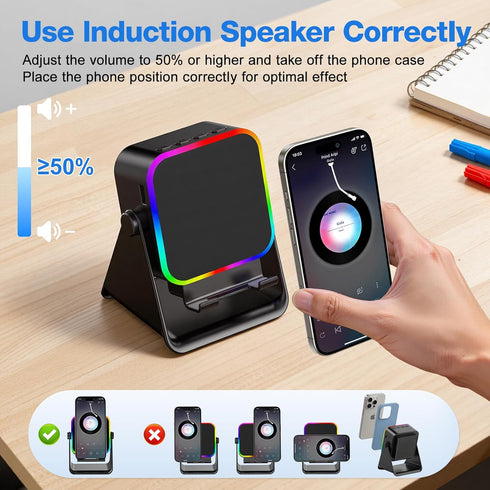 TARKARI 5 1 360 Wireless Induction Speaker, in Bluetooth Speaker, Emergency Charging Rotation Cell Phone Stand
