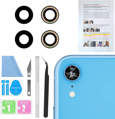 2PCS ASDAWN Back Camera Lens Glass Replacement for iPhone XR 6.1 Inches, Rear Camera Lens Glass with Pre-Installed
