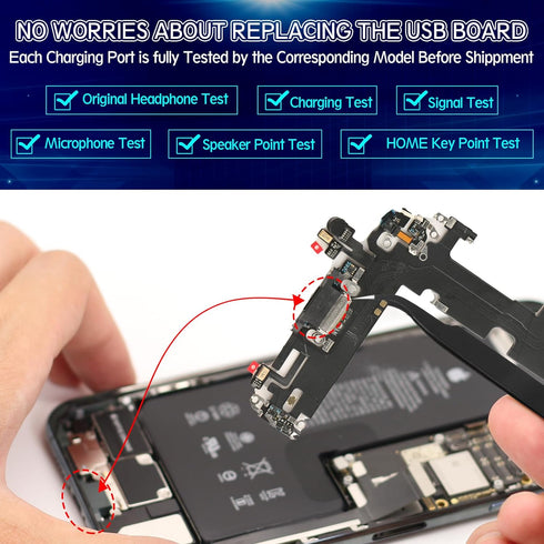 Replacement Charging Port Dock Connector for iPhone 13, USB Charger Board Flex Cable Assembly with Repair Tools
