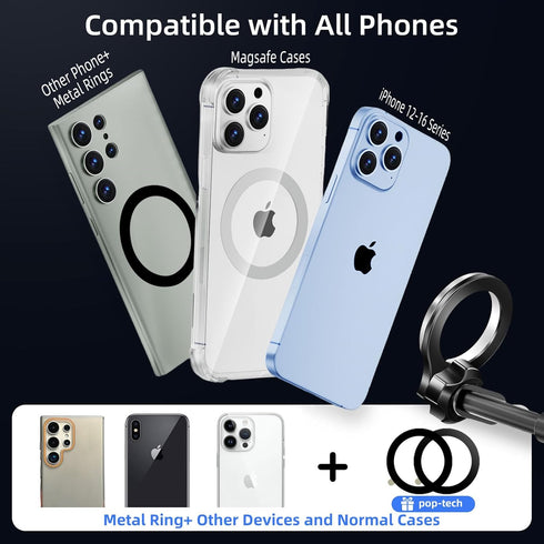 pop-tech MagSafe Car Mount, Universal Magnetic Phone Holder for Car Windshield Dashboard, Strong Magnet for iPhone 16