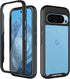 wahhle Case for Google Pixel 9/9 Pro, Built-in Screen Protector, Full Body Shockproof Slim Fit Bumper Cover, Black/Clear
