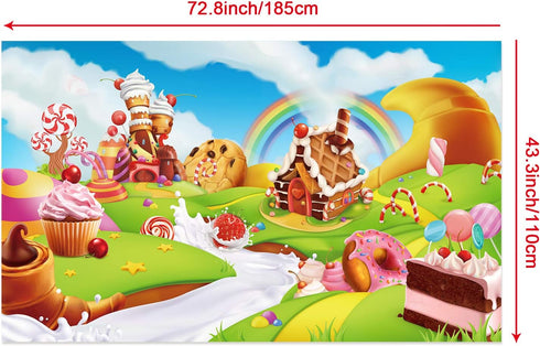 Blulu Large Candy Backdrop Birthday Party Banner, Colorful Polyester Sweet Donut Decoration, 72.8 x 43.3 Inch