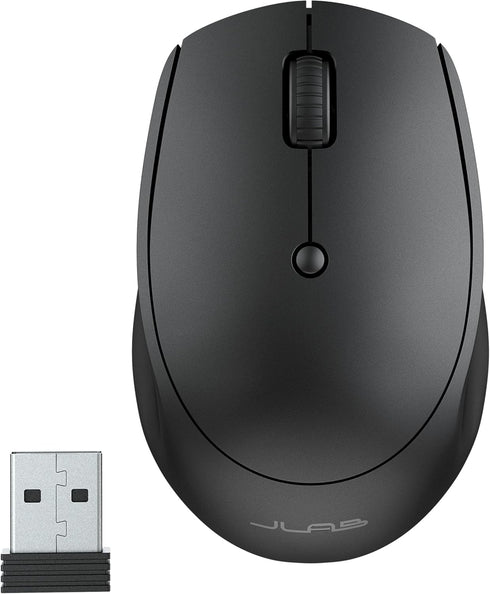 JLab GO Wireless Mouse, Black, Connect Via Bluetooth or USB Wireless Dongle, Multi-Device Toggle, Portable,