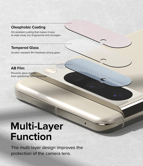 Ringke Camera Glass for Google Pixel 8 Pro - Multi-Layer Tempered Glass Lens Protector, 3 Pack.