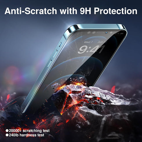 SmartDevil 2PACK for iPhone 12 Pro Max Screen Protector, 9H Top-Shatterproof Anti-Spy Privacy Glass with Auto