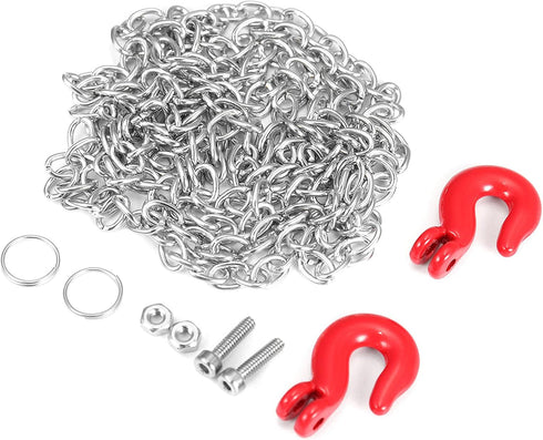 AMOGOT Winch 1/10 TRX4 SCX10 90046 90081 D90 TF2 CC01 RC Trailer Chain Hook Tow Rope Shackles for RC Crawler Axial