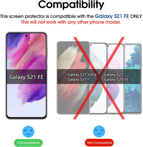 amFilm (3 Pack) Tempered Glass Screen Protector Compatible with Samsung Galaxy S21 FE (Fan Edition 5G 2021), HD Clear,