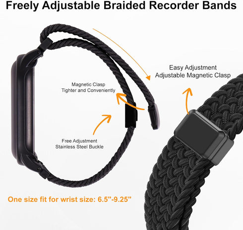 Adjustable Braided Wristband Compatible with Plaud NotePin & NotePin S AI Voice Recorder,Breathable Soft Wearable Strap