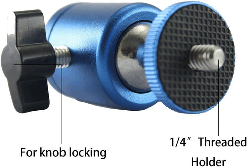 EXMAX 1/4" 360 4.4lbs Mini Ball Head Aluminum Alloy Tripod Ball Head with Screw Thread Base Mount Degree Rotatable