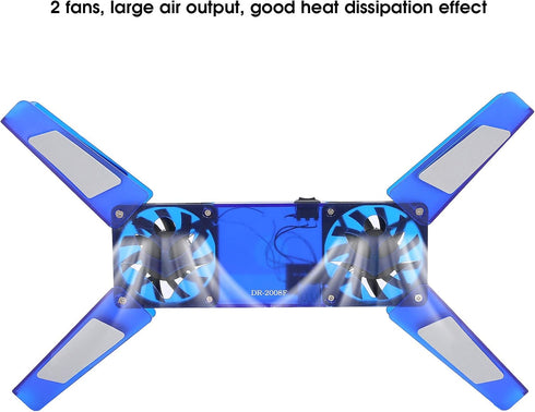 Laptop Cooling Stand, Cooler with 2 Fans, Foldable Laptop Cooling Fan Pad, USB Cable