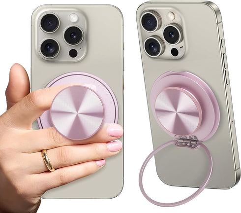 Baiwryxl Cell Phone Grip for Magnetic with Kickstand, Secure Hold for iPhone Magnetic Cases, Adjustable Foldable