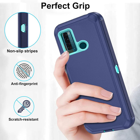 TCL 20XE 5087Z Phone Case - Asuwish Hybrid Rugged Shockproof Hard Protective Drop Proof - Blue