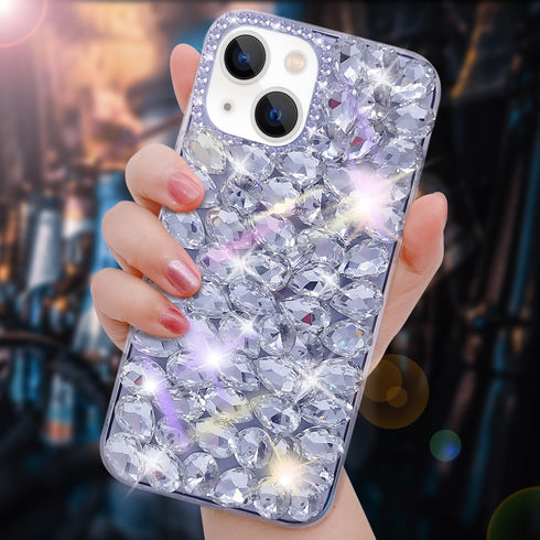 Bonitec 3D Glitter Sparkle Bling Case for iPhone 13 - Luxury Shiny Crystal Rhinestone Diamond Bumper Clear Gems