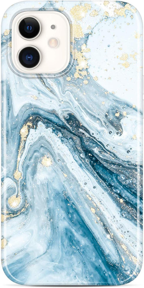 JIAXIUFEN Gold Sparkle Glitter Case, Compatible with iPhone 12 mini, Marble Design Slim Shockproof TPU Cover