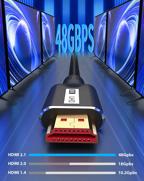 8K 2.1 3.3FT, 48Gbps 8K@60Hz4K@120Hz, 4K@144Hz, 10, Dolby PS5 HDMI Cable Ultra High Speed HDMI Cable Braided Cord