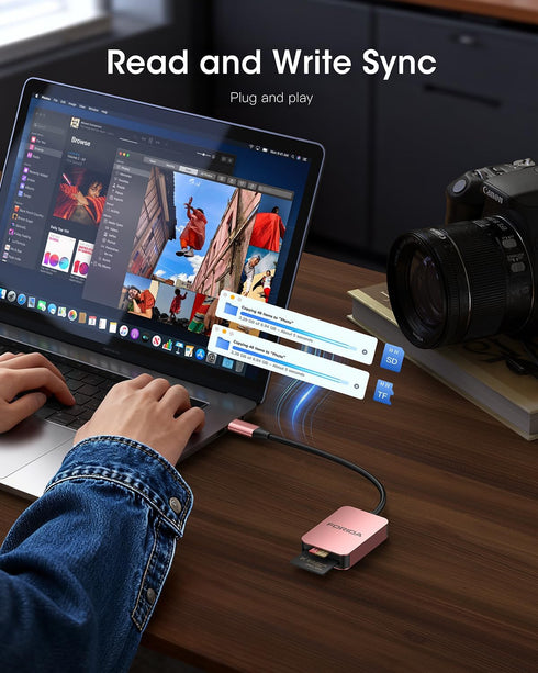 FORIDA 2 1 3.0 SD Card Reader, in Micro SD Card Reader USB C High Speed Dual Card Adapter for iPhone/iPad/MacBook/Mac