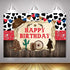 Mocsicka Western Cowboy Happy Birthday Backdrop, Rustic Old West Rodeo Banner (7x5ft, 82x60 inch) Decoration
