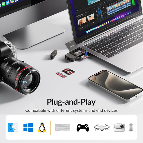 JOOPSHEE 3.0 SD Card Reader USB C,High-Speed Dual Slots USB Type C to Micro SD Card Adapter for MicroSD SDHC SDXC