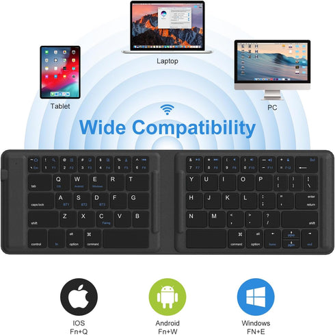 OMOTON Foldable Bluetooth Keyboard, Wireless Folding Keyboard, Multi-Device and Rechargeable, Portable for iPhone,