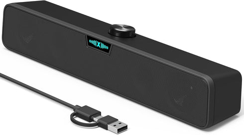 XKX Computer Speakers Soundbar for Desktop PC Mac, USB Plug-in, Wired, External Speakers