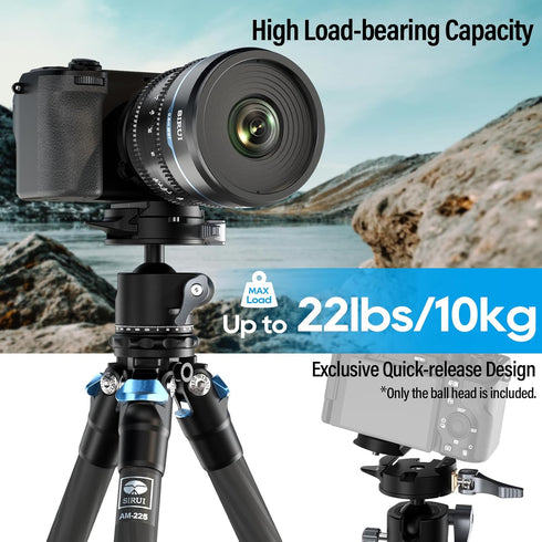 SIRUI Quick Release System Low Profile Tripod Head, 360° Panoramic Metal Ball Head Mount for Monopod, DSLR, Max Load