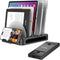 Vertical Laptop Stand for Desk, Adjustable Multi-Device Organizer with 6 Dividers, Removable Phone Stand, Black