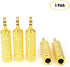 SiYear 5 Pack 3.5mm Male Plug to 6.35mm Female Stereo Jack Adaptor, Gold Plated for Audio