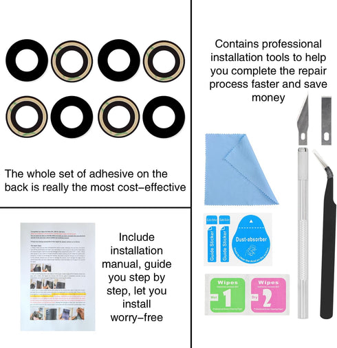 2PCS ASDAWN Rear Camera Lens Glass Replacement for iPhone 14 and 14 Plus, with Adhesive + Repair Tool Kit