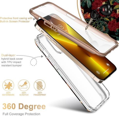 Esdot for iPhone 13 Pro Max Case with Built-in Screen Protector, Military Grade Cover with Fashion Designs for Women