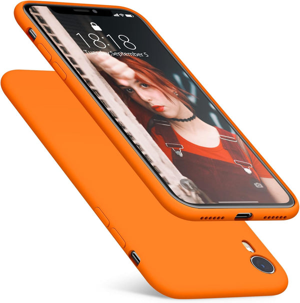 DTTO iPhone XR Case, Orange Ultra Slim Soft Premium Liquid Silicone with Military Grade Drop Protection