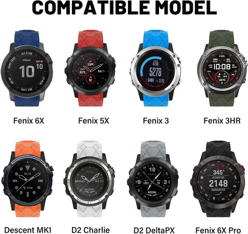 Garmin Fenix 7X Band, 26mm Width Soft Watch Straps, Replacement for Fenix 7X/6X/5X/3 Smartwatches