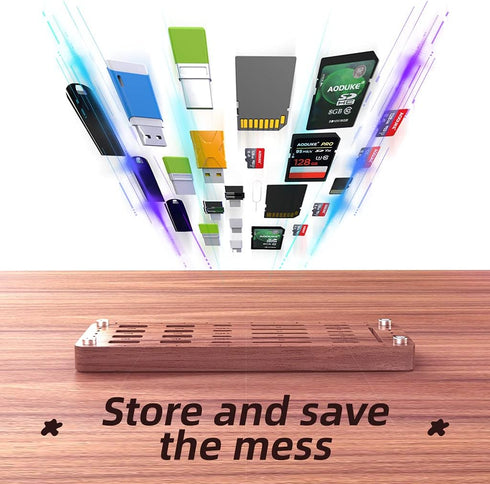 Wooden Memory Card Case, TF Cards Box and USB Drive Holder, Micro SD Card Carrying Case - AJSNH01M