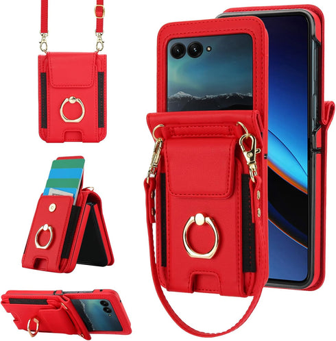 Asuwish Phone Case for Moto Razr 50/Moto Razr 2024 Wallet Cover with Ring