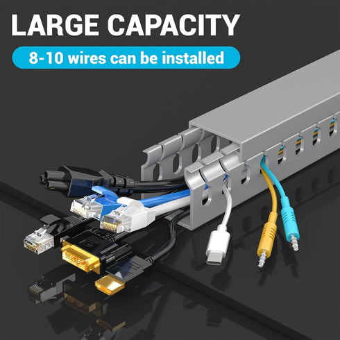 Open Slot Wire Duct Kit, 31.4" Server Rack Cable Management, 2 Pack Grey Cable Management Raceway