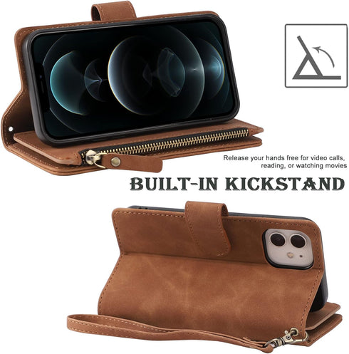 RANYOK Wallet Case for iPhone 11 (6.1 inch) - Premium PU Leather Zipper Flip Folio Wallet with RFID Blocking