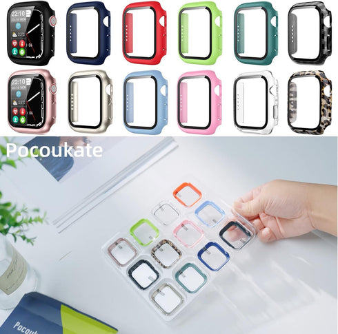 Pocoukate 12 Pack Case 40mm with Tempered Glass Screen Protector, Hard PC Compatible with Apple Watch Series SE/6/5/4
