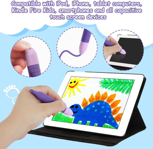 Kid-Friendly Stylus Pen for Touch Screens, Capacitive Stylus Pen with Tether, Kid Tablet Stylus Pen, Children's Crayon