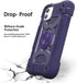 iPhone 11 Case 6.1" - Heavy-Duty Military Grade Cover with Ring Stand & 2 Pack Glass Screen Protectors, Magnetic Car