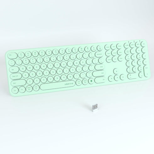 UBOTIE Wireless Green Keyboard, Bluetooth 2.4GHz Dual Mode Connection, Slim Quiet Round Keycaps, Full Size for PC MAC