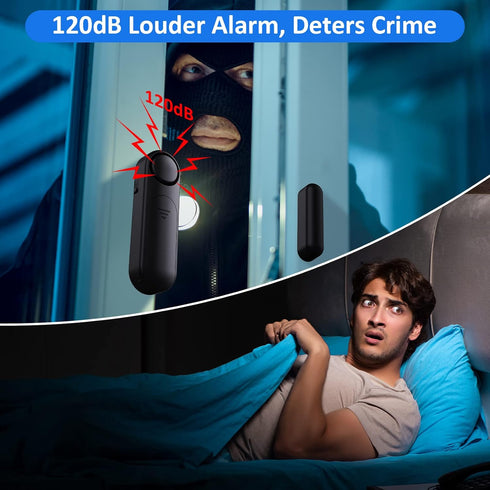 Door Alarm When Opened (2 Pack), 120dB Door and Window Open Sensor for Home Security, Kid Safety, Black