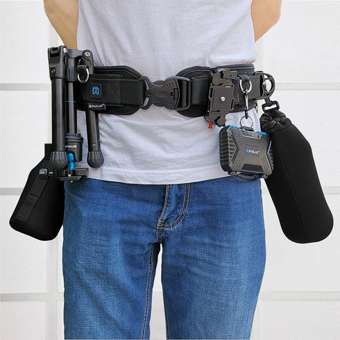 PULUZ Multi-Function Camera Waist Belt for SLR/DSLR, Adjustable Strap with Hook for Outdoor Photography Accessories