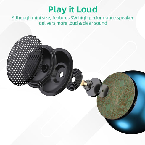 SEVENKA 2 Bluetooth Mini Speakers, 3W Small Portable Wireless Speaker with Lanyard, Water Resistant, Wireless Stereo