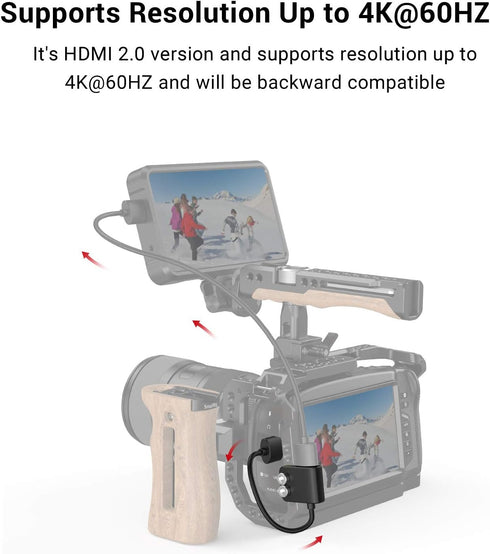SMALLRIG Ultra-Slim 4K Adapter Cable (A to A), Female to Male Type A, 4K@60HZ for BMPCC 4K & 6K